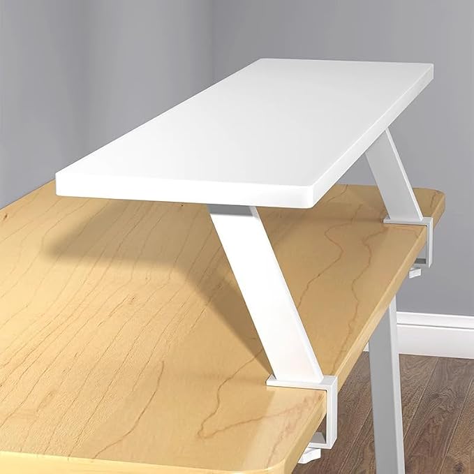 24x7.8 in Clamp on Desk Shelf, Adjustable Floating Desks Shelf Space Saving Desktop Extender Storage Organizer for Office, Dorm, Home Desk Organization, White by WelcometoDHDHSHBtongxing