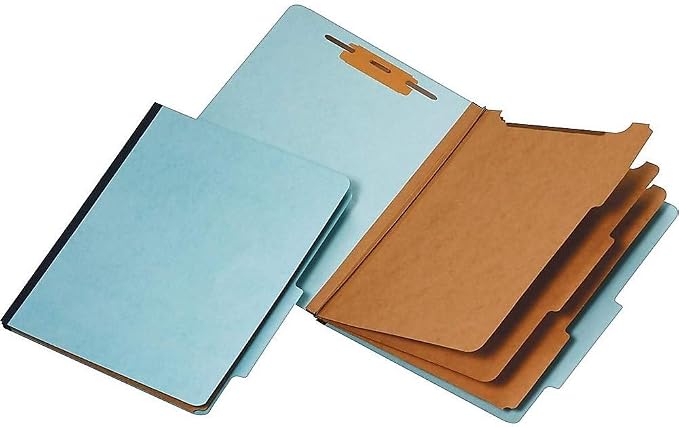 Staples® 60% Recycled Pressboard Classification Folder, 3-Dividers, 3 1/2" Expansion, Letter Size, Blue, 20/Box - Image 3