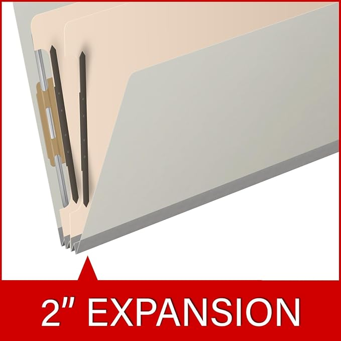 25 Pt. Pressboard Classification Folders, 2/5 Cut ROC Top Tab, Legal Size, 2 Dividers, Light Gray (Box of 10) - Image 7