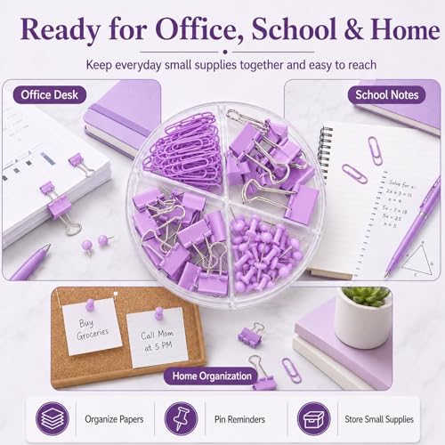Paper Clips Binder Push Pin Set, Assorted Sized Binder Clips - Image 6