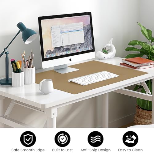 VASUHOME 24" x 18" Brown Tempered Glass Desk Mat - Multi-Functional Desk Pad for Keyboard and Monitor Protection, Dry Erase Surface, Ideal Table Top Protector for Home & Office - Image 4