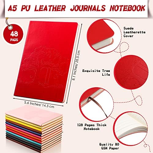 TaoBary 48 Pcs Pu Leather Journals Notebook Bulk Colorful Tree Life Lined Journal Notebook Soft Pu Leather Cover Ruled Writing Notebook for Writing School Office Home 128 Pages (8.1 x 5.6 Inch) - Image 2