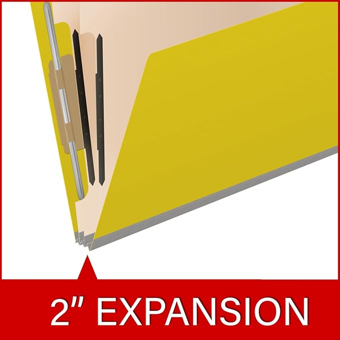 25 Pt. Pressboard Classification Folders, Full Cut End Tab, Letter Size, 2 Dividers, Yellow (Box of 10) - Image 7