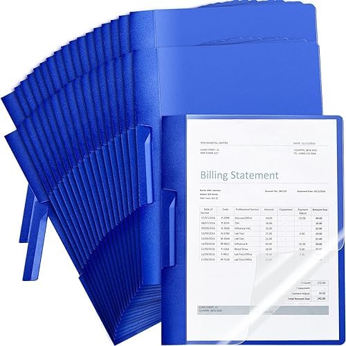 Maitys 50 Pack Clear Report Covers with Clip, Blue by Maitys