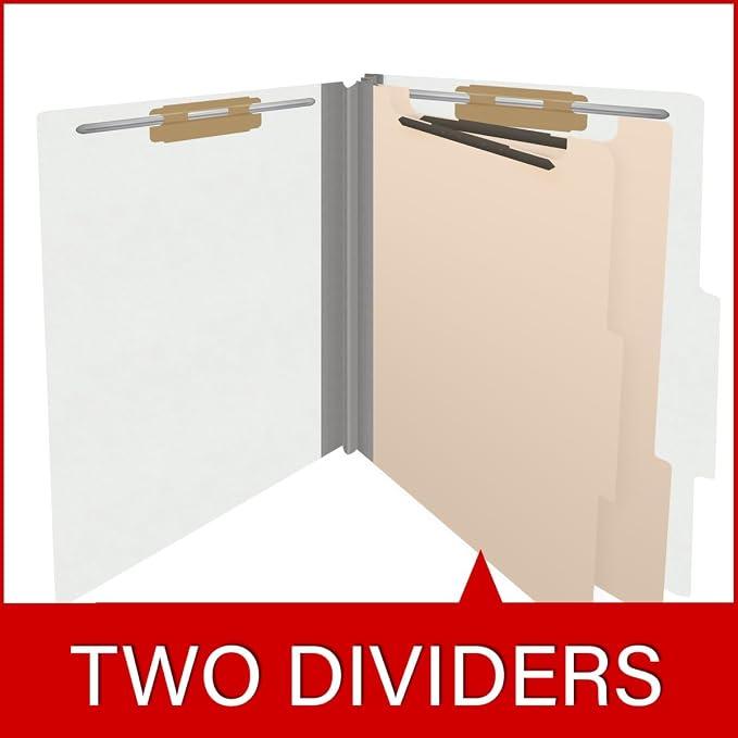Heavy Duty End Tab Color Folders, 2/5 Cut ROC Top Tab, Letter Size, 2 Divider, White (Box of 10) - Image 8