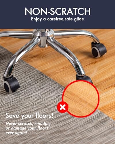 Baroyal Office Chair Mat for Hardwood Floor Under Desk Computer Rolling Chair Mat for Wood/Tile Floor Non-Slip Heavy Duty Desk Rug PVC Plastic Hard Floor Protector 45"x 53" (Soapstone) - Image 2
