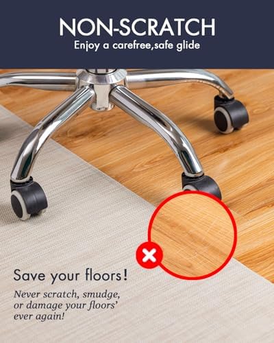Baroyal Office Chair Mat for Hardwood Floor Under Desk Computer Rolling Chair Mat for Wood/Tile Floor Non-Slip Heavy Duty Desk Rug PVC Plastic Hard Floor Protector 45"x 53" (Parchment) - Image 2