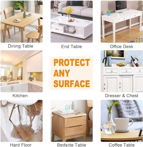 PoPoTo New Clear Plastic Table Cover Protector 32X96 Inch Transparent Rectangular Tablecloth Vinyl Table Pad Protector Mat for Kitchen Countertop Dining End Table Night Stand Tablecloth Protector - Image 5
