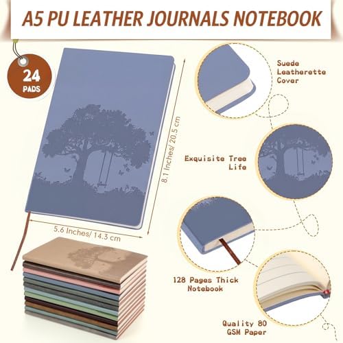TaoBary A5 PU Leather Journals Bulk Colorful Tree Journal Notebook Soft Leather Cover Lined Ruled Writing Notebook for Back to School Office Group Team Volunteer(Assorted Colors,60 Pcs) - Image 2