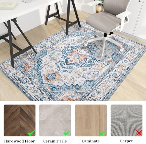 chakme Office Chair Mat for Hardwood Floor, 72"x48" Easy Glide Computer Desk Mat Protector for Rolling Chair Under Desk Rug Nonslip Backing, Machine Wash, (Boho) - Image 3