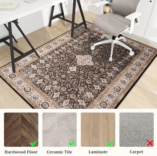 Office Chair Mat for Hardwood Floor, 60"x45" Easy Glide Computer Desk Mat Protector for Rolling Chair Under Desk Rug Nonslip Backing, Machine Wash, (Modern) - Image 3