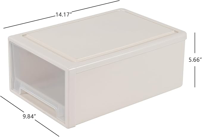 12 Quart Stacking Desktop Storage Drawer Unit Boxes, 4 Packs | Stackable Drawer Bins Organization, Removable, Installation-free - Image 3