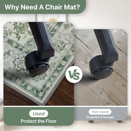 48"x60" Office Chair Mat for Hardwood Floor, Non-Slip Washable Green - Image 4