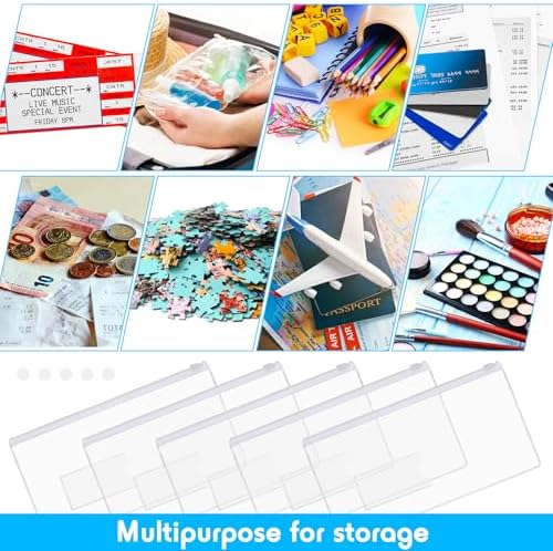 Zhehao 200 Pcs A6 Zipper Pouch Bulk, Clear Pencil Envelopes, White - Image 6