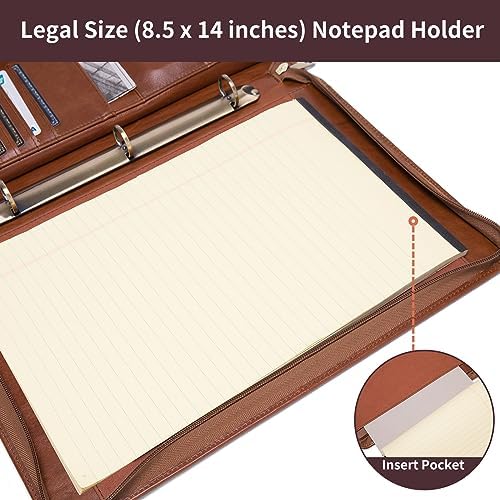 Leather 3 Ring Portfolio for 8.5 x 14" Pad and 15" Laptop - Image 6
