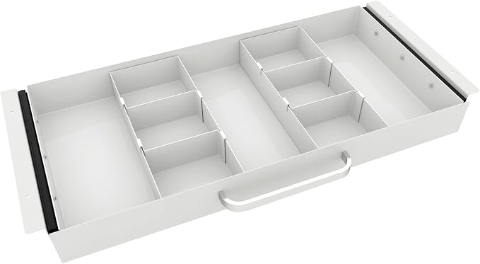 Large Size Under Desk Slide out Pencil Drawer White with Adjustable Space Divider Design for Storing Pencil and Office Accessories, Underdesk Pull out Tray Organizer Mounted for Sit Stand Workstation by GOME
