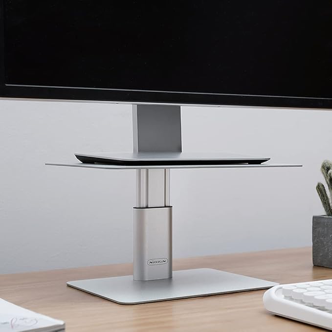 Nillkin Monitor Stand for Desk, Adjustable Height Computer Monitor Stand | Ergonomic Aluminum Computer Stand for Desktop | iMac, Studio Display XDR, Dell, HP, Lenovo, Other Screen Display | Silver - Image 6