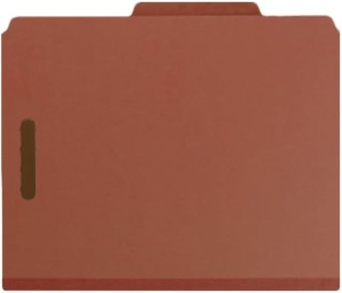 Smead 100% Recycled Pressboard Classification File Folder, 3 Dividers, 3" Expansion, Letter Size, Red, 10 per Box (14099) - Image 5