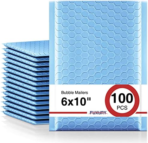 Fuxury 100Pcs Bubble Mailers 6x10" Light Blue Shipping Padded Envelopes by Fuxury