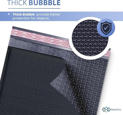 Black Bubble Mailers 9.5x14.5 Self Seal Poly Padded Envelopes #4, 100 Pack - Image 5