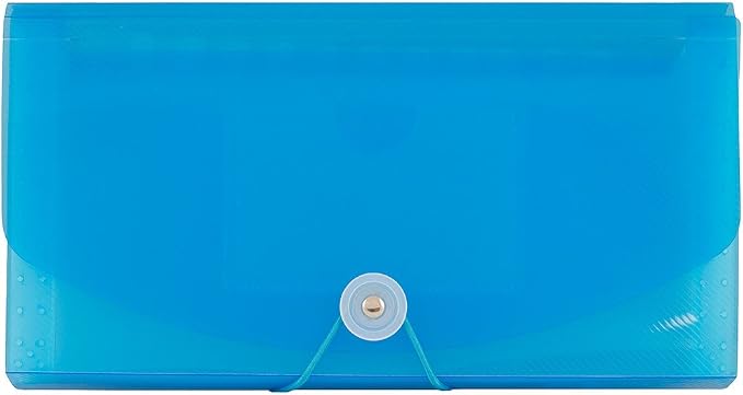 JAM PAPER Accordion Folders - 13 Pocket Plastic Expanding File - Check Size - 5 x 10 1/2 - Blue - 2/Pack - Image 3