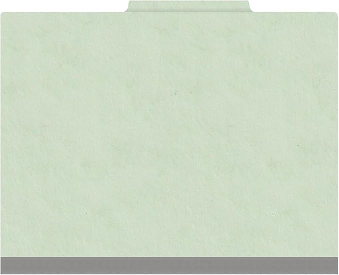 25 Pt. Pressboard Classification Folders, 2/5 Cut ROC Top Tab, Letter Size, 2 Dividers, Pale Green (Box of 10) - Image 3