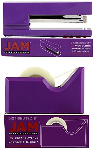 JAM PAPER Office Starter Kit - Purple - Stapler, Tape Dispenser, Staples, Paper Clips & Binder Clips - 5/Pack - Image 4