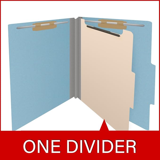 25 Pt. Pressboard Classification Folders, 2/5 Cut ROC Top Tab, Letter Size, 1 Divider, Light Blue (Box of 10) - Image 8