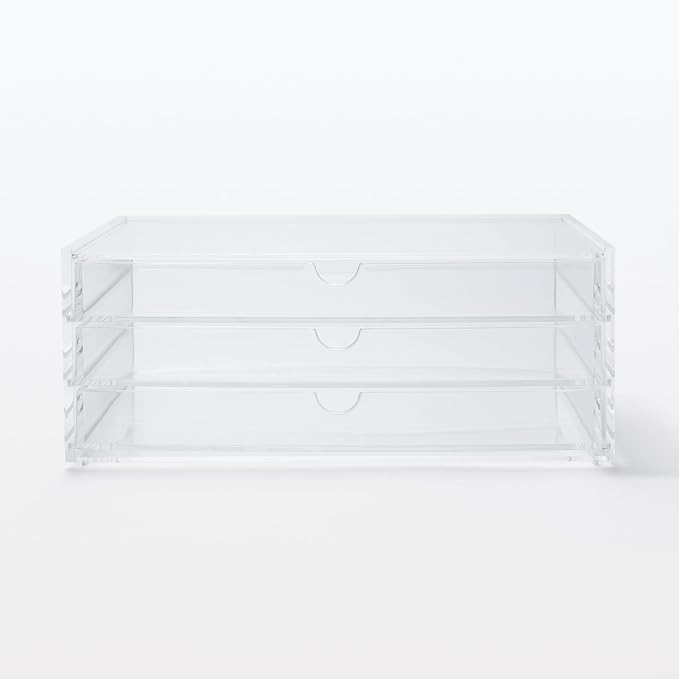 Muji Acrylic 3-Drawer Storage Case, 25.5 cm Width x 17 cm Depth x 10 cm Height - Image 3