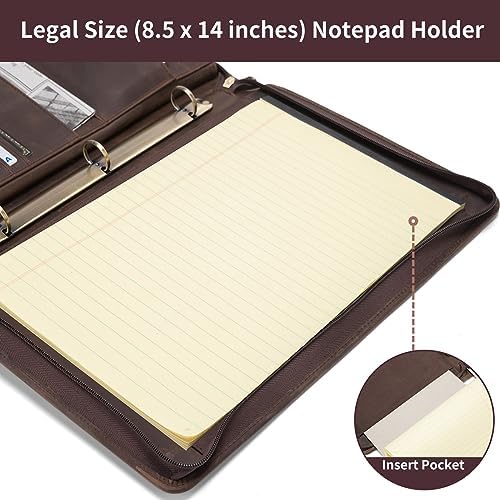 Leather 3 Ring Portfolio for 8.5 x 14" Pad and 15" Laptop - Image 6