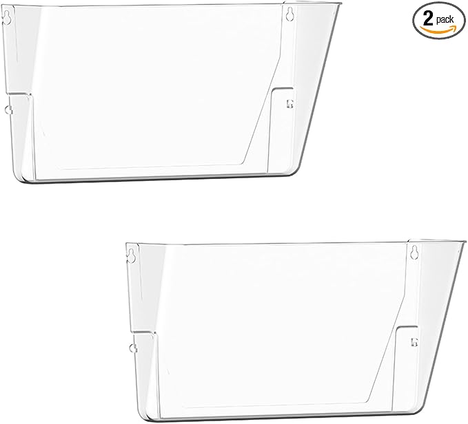 Gawerk Clear Acrylic Single Pocket, Plastic Hanging Wall Mount File Holder for Office Home (Clear, 2 Pack) by Gawerk