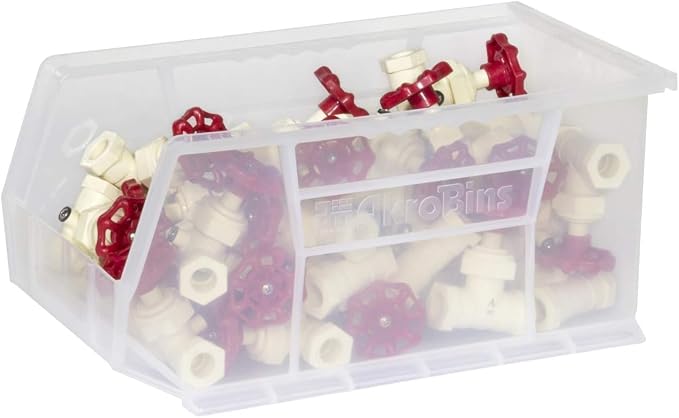 Akro-Mils 30240 AkroBins Plastic Storage Bins, 15"x8"x7", Clear, 12-Pack | Space-Saving Stackable Bins for Garage, Pantry, Craft Organization - Image 8