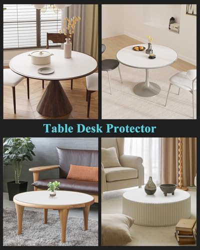 Pure White Plastic Table Cover Protector, 42" Round PVC Desk Pad Mat - Image 7