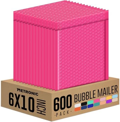 Metronic Bubble Mailers 6x10 600 Pack Pink Padded Mailers by METRONIC