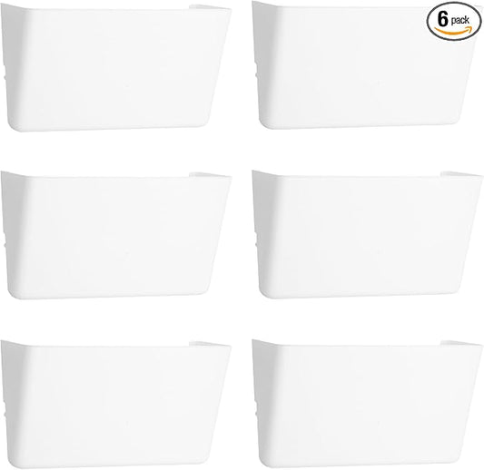 6 Pack White Plastic Single Pocket Hanging File Organizer, Wall Mount Paper Mails Magazines Holder, Mounted Folder Bins for Office School and Home, 12.99x4.13x7.48 inches by EASEPRES