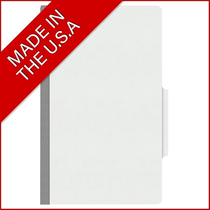 18 pt Heavy Duty Top Tab Color Folders, 2/5 Cut ROC Top Tab, Legal Size, 2 Dividers, White (Box of 10) - Image 5