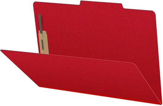 25 Pt. Pressboard Classification Folders, 2/5 Cut ROC Top Tab, Legal Size, No Dividers, Deep Red (Box of 25) by Ecom+Folders