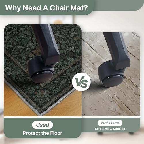 48"x60" Office Chair Mat for Hardwood Floor, Non-Slip Washable Dark Green - Image 5