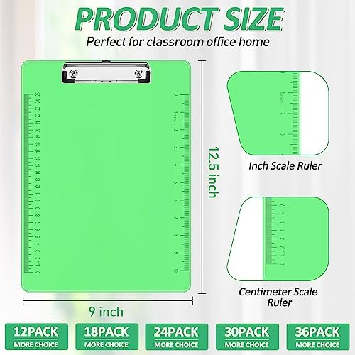 PANDRI 36 Pack Plastic Clipboards, Low Profile Clip, Letter Size, 6 Colors - Image 2