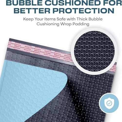 Light Blue Bubble Mailers 10x13, Self Seal Poly Padded Envelopes, 100 Pack - Image 4
