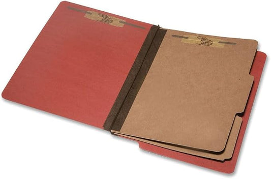 SKILCRAFT 7530-01-590-7104 Six-Part End Tab Classification Folder, Letter Size, 2 Dividers, Red (Box of 10) by Skilcraft