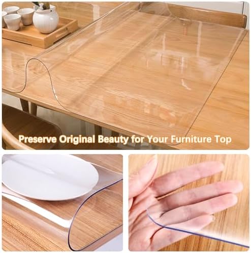 17 X 54 Inch Clear Table Cover Protector 1.5mm Thick Table Protector for Dining Room Waterproof Plastic PVC Vinyl Tablecloth Cover Tabletop Protective Pad for Furnture Wooden Coffee Glass Side Surface - Image 4
