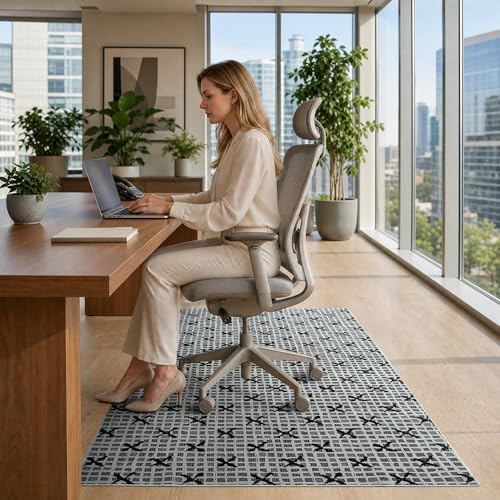 48"x60" Office Chair Mat for Hardwood Floor, Non-Slip Washable Birch Grey - Image 3