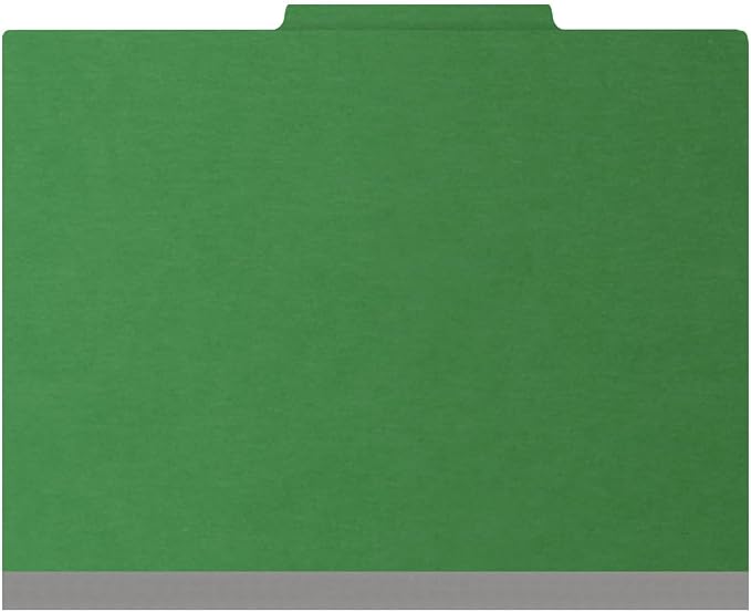 25 Pt. Pressboard Classification Folders, 2/5 Cut ROC Top Tab, Letter Size, 1 Divider, Moss Green (Box of 10) - Image 3