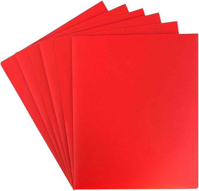 JAM PAPER Heavy Duty Plastic 2 Pocket Extra Tough School Folders - Red - 6/Pack - Image 3
