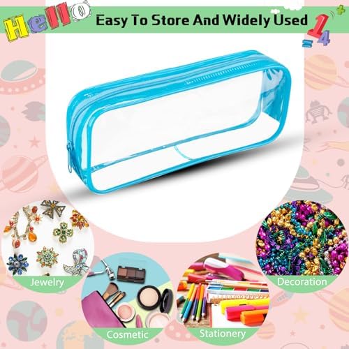 Fainne 50 Pcs Clear Pencil Pouch Bulk 7.87x1.38 Zipper Bag, Blue - Image 4