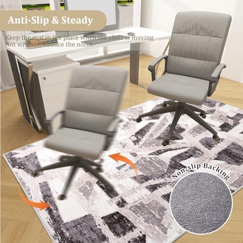 Office Chair Mat for Hardwood Floor, 60"x45" Easy Glide Computer Desk Mat Protector for Rolling Chair Under Desk Rug Nonslip Backing, Machine Wash, (Modern) - Image 5