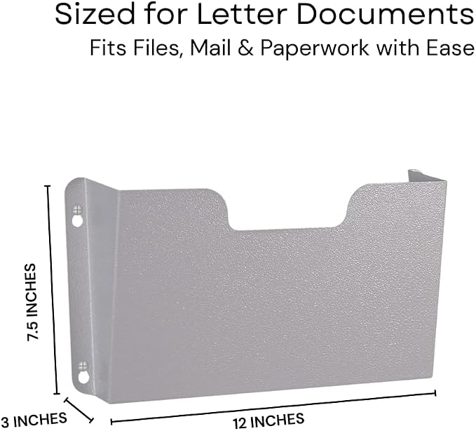 DR POCKET RACK Wall Mount File Holder, Single Pocket Letter Size, Black Metal, Office Document Organizer (Graywhite) - Image 3