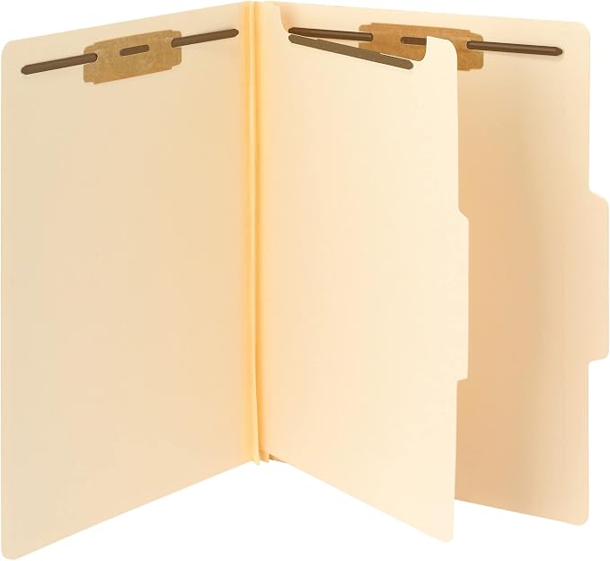 Smead Heavy-Duty Fastener File Folder with Divider, 2 Fasteners, Reinforced 1/3-Cut Tab, 2" Expansion, Letter Size, Manila, 10 per Box (14560) - Image 2