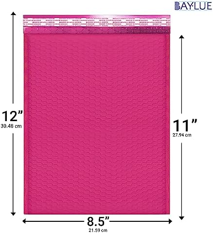 Hot Pink Bubble Mailers 8.5x12, Poly Padded Envelopes #2, 100 Pack - Image 2